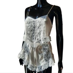 Vintage 60s 70s Texsheen 2 Piece Camisole and Tap Pants Lingerie Pajama Set | L